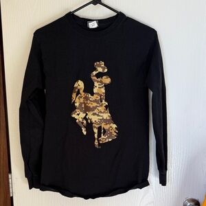 MV Sport Black Long Sleeve Tee with Camo Graphic